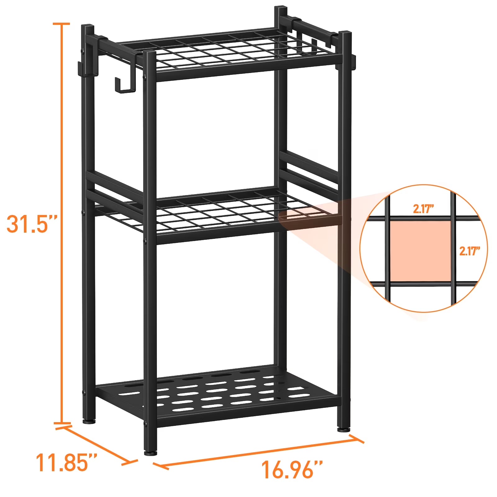 Garden Tool Organizer, UNTIMATY Yard Tool Rack with Hooks for Garage Organization Storage,Heavy Duty Metal Garden Tool Organizer Stand for Garage Shed Backyard