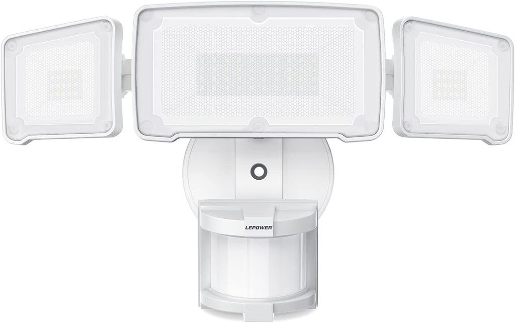 LED Security Lights Motion Sensor Light Outdoor, 38W 4200LM Light, 5500K, IP65 Waterproof, 3 Head Detected Flood Light for Garage, Yard, Porch (White)