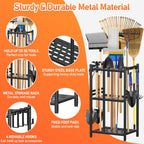 Garden Tool Organizer, UNTIMATY Yard Tool Rack with Hooks for Garage Organization Storage,Heavy Duty Metal Garden Tool Organizer Stand for Garage Shed Backyard