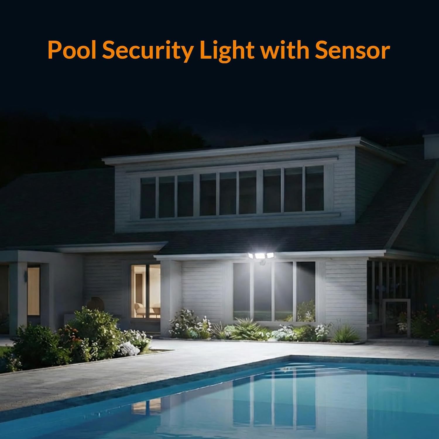 LED Security Lights Motion Sensor Light Outdoor, 38W 4200LM Light, 5500K, IP65 Waterproof, 3 Head Detected Flood Light for Garage, Yard, Porch (White)