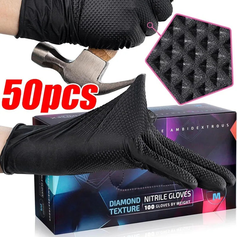 Heavy Duty Nitrile Gloves 8Mil Extra Thick Mechanic Home Garden Disposable Glove with Textured Grip Antislip Safety Work Gloves