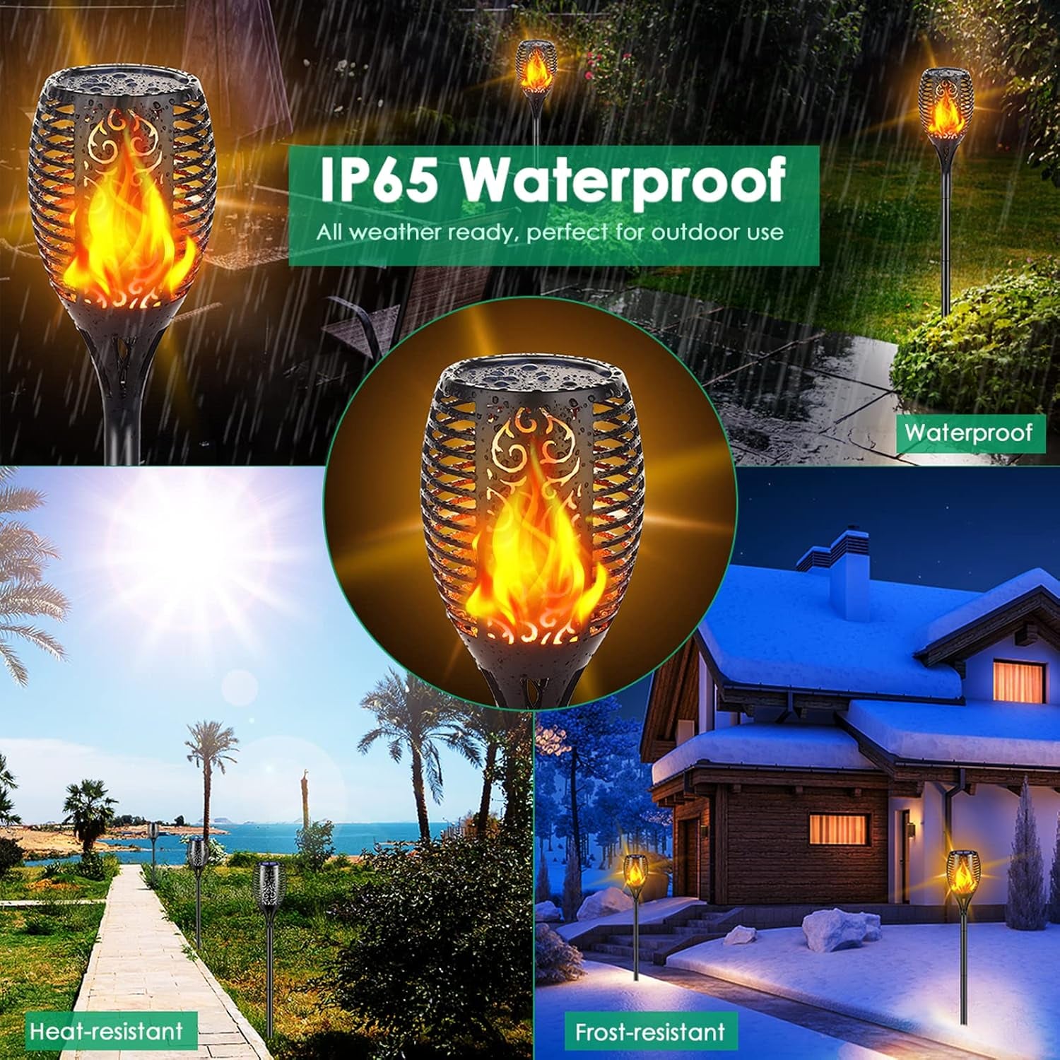 Solar Lights Outdoor 99 LED Higher & Larger Flickering Flame Solar Torch Lights 43" Waterproof Outdoor Lighting Solar Powered Pathway Walkway Lights for outside Garden Patio Yard, 4Pack