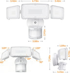 LED Security Lights Motion Sensor Light Outdoor, 38W 4200LM Light, 5500K, IP65 Waterproof, 3 Head Detected Flood Light for Garage, Yard, Porch (White)