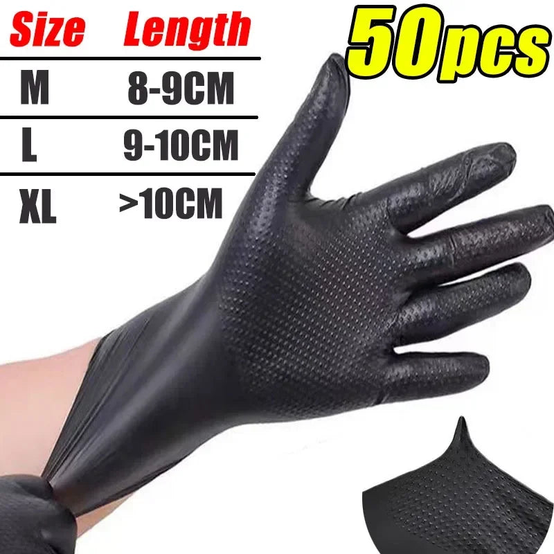 Heavy Duty Nitrile Gloves 8Mil Extra Thick Mechanic Home Garden Disposable Glove with Textured Grip Antislip Safety Work Gloves