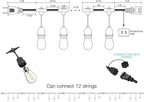 Outdoor String Lights, 48FT Waterproof Patio Lights with 2W Dimmable LED Bulbs, for Outdoor Backyard, Garden, Deck, Porch, Gazebo, Balcony, Camping, Party