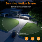 LED Security Lights Motion Sensor Light Outdoor, 38W 4200LM Light, 5500K, IP65 Waterproof, 3 Head Detected Flood Light for Garage, Yard, Porch (White)
